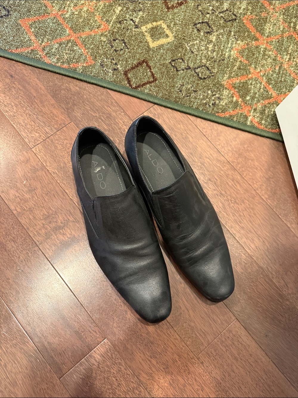 Aldo Black Leather Slip-On Loafers